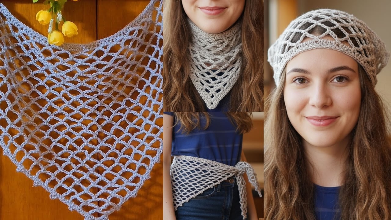 LENÇO, BANDANA, ACESSÓRIO EM CROCHÊ PEÇA VERSÁTIL | FÁCIL E RÁPIDA | Passo a Passo