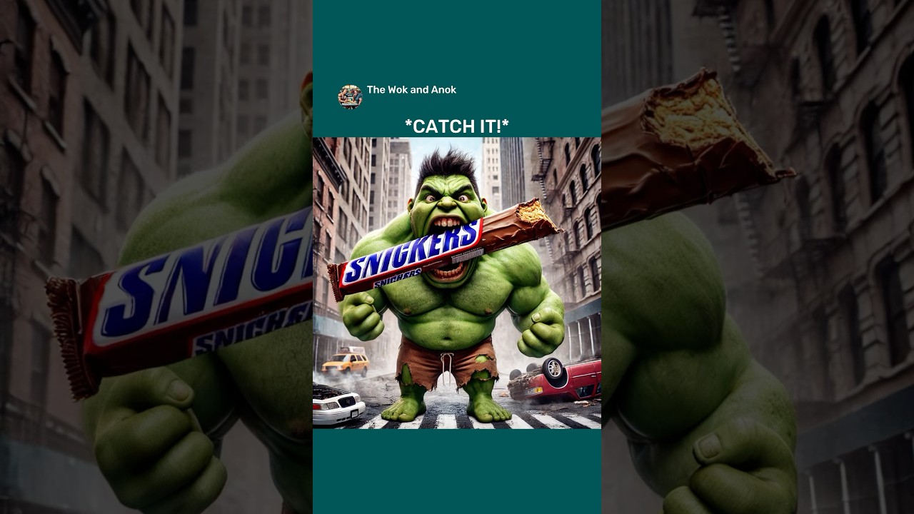 Hulk Is ANGRY when HUNGRY Eating Special SNICKER Is Not Enough Dwayne x Peele #aiart #chatgptart