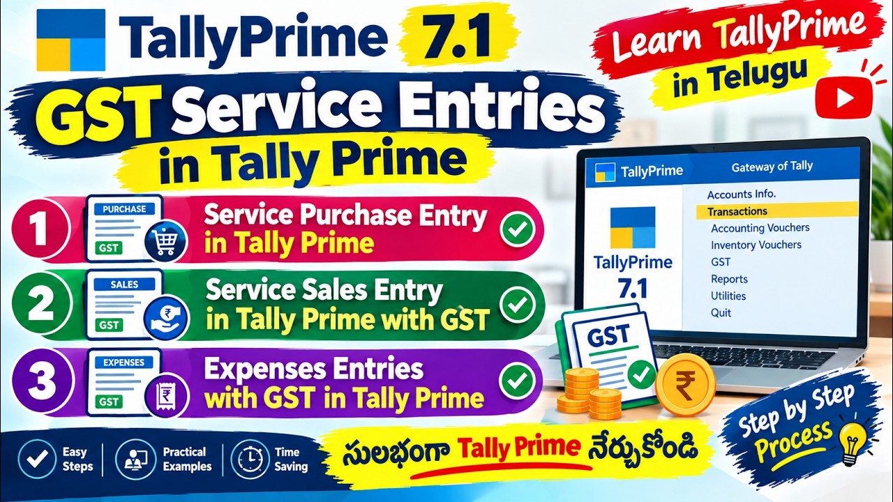 #24, Service Purchase Entry in Tally Prime | Service Sales Entry in Tally Prime with GST