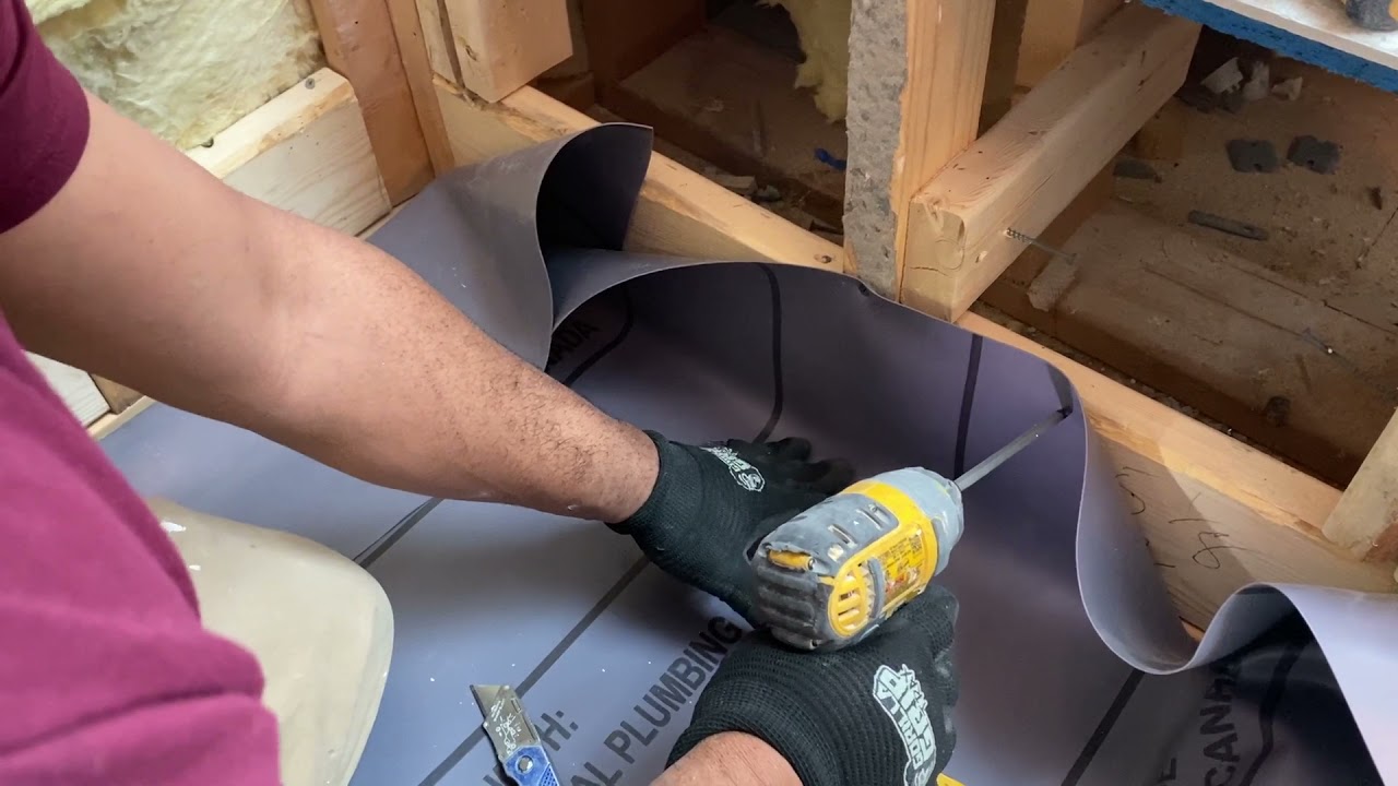 Installing a rubber shower pan liner