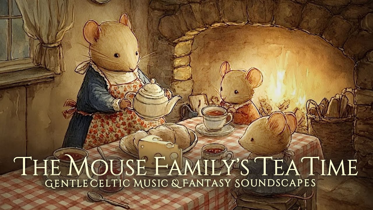 [Celtic Music] Cozy Winter Ambience & Fireplace– The Mouse Family’s  Tea Time