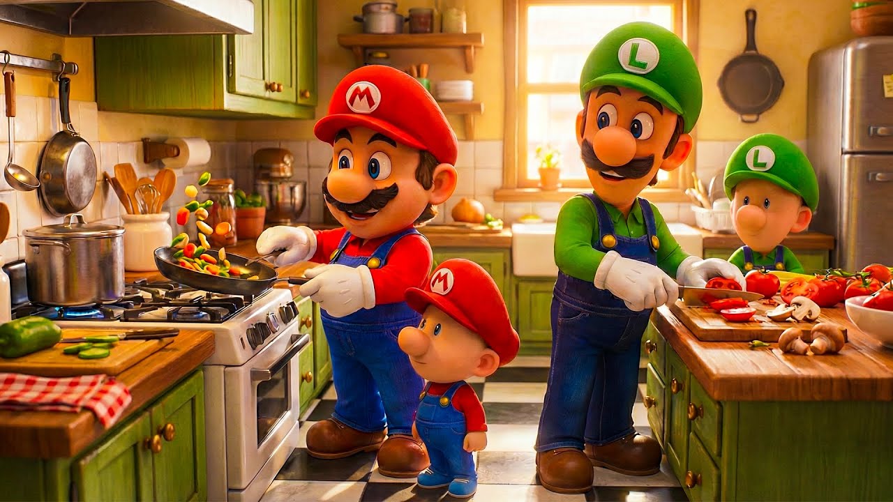 Mario and Family Cooking Up Fun in the Kitchen | Mario Animation 🍕🍝