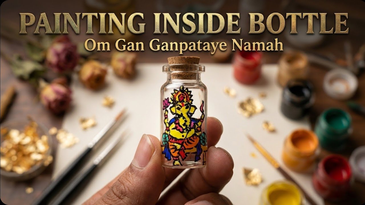Painting Ganesha Inside The Bottle | Painting Inside Bottle | Unique Recycle Art | Moses Godinho
