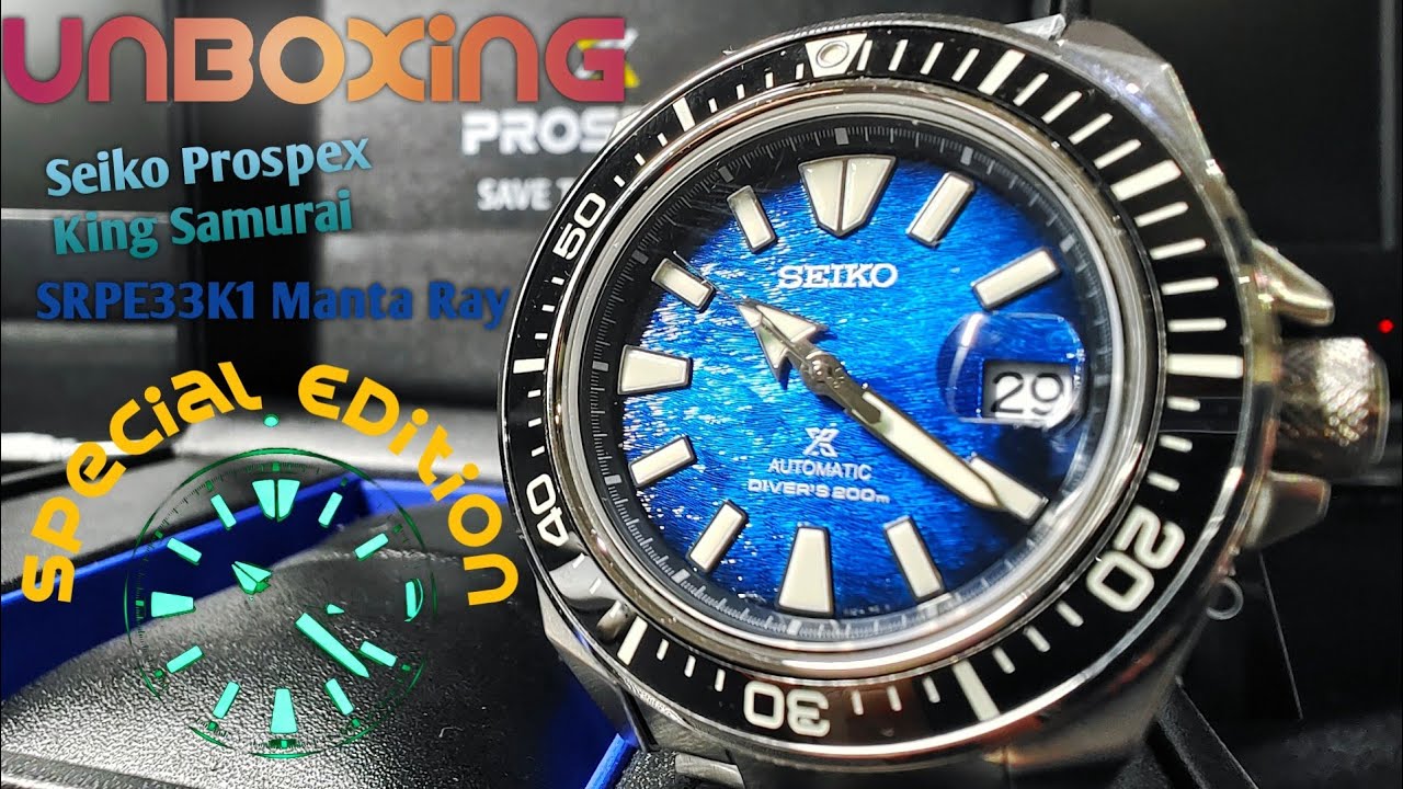 Unboxing SEIKO King Samurai SRPE33K1 Manta Ray special edition Watch | Save The Ocean