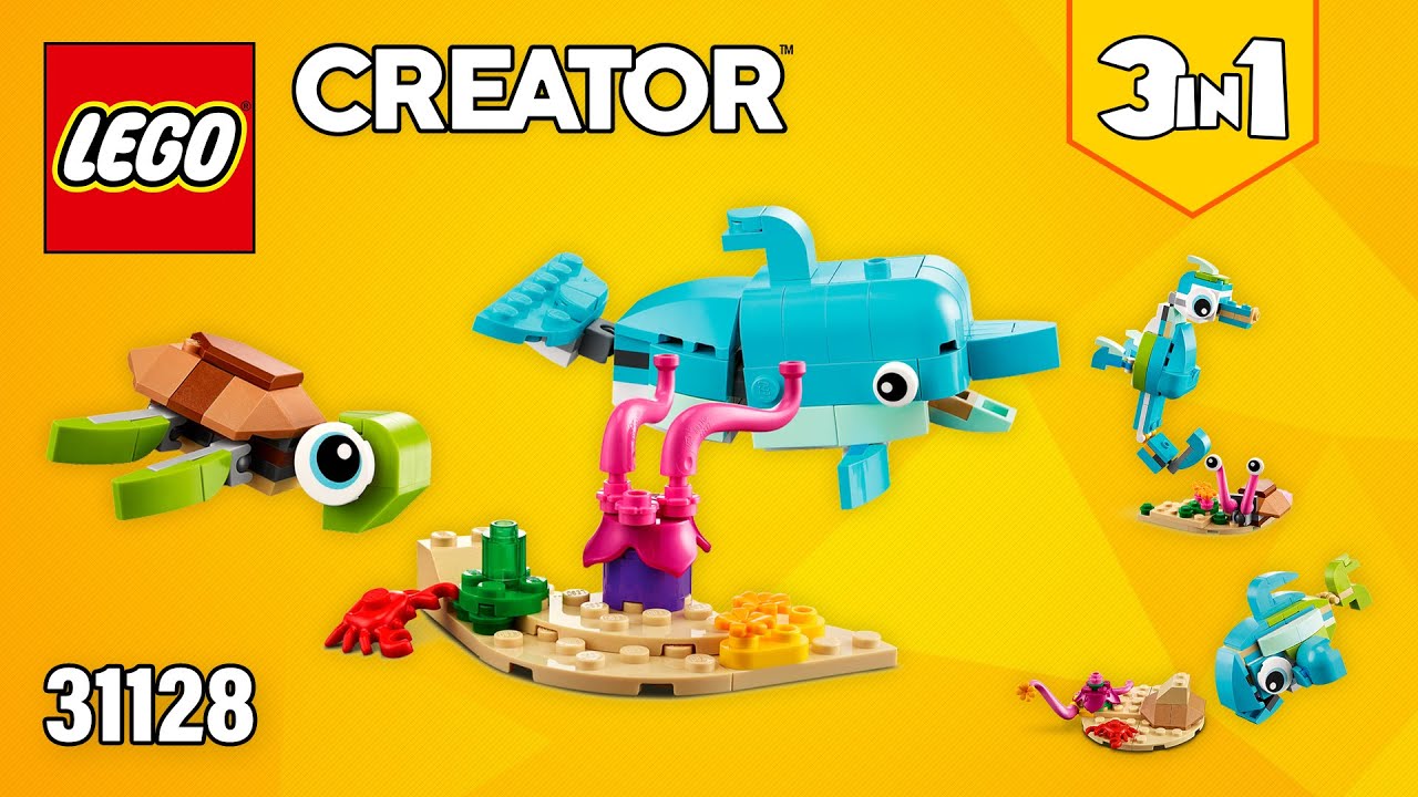 LEGO® Creator 3in1 Dolphin and Turtle (31128)[137 pcs] Seahorse & Fish | Building Instructions | TBB