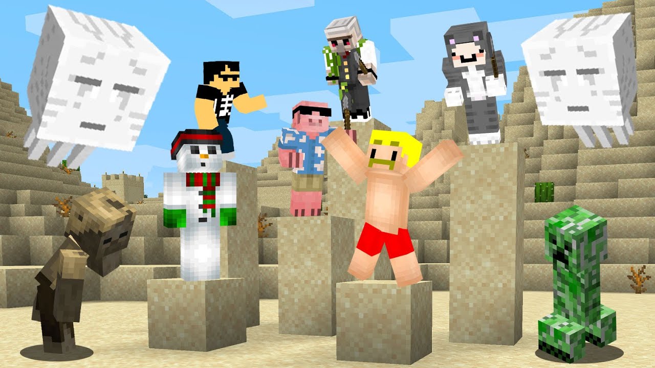 【マイクラ】ドズル社メンバーと最強のMOBが襲ってくる世界で砂積み選手権【ネコおじ視点🐈】