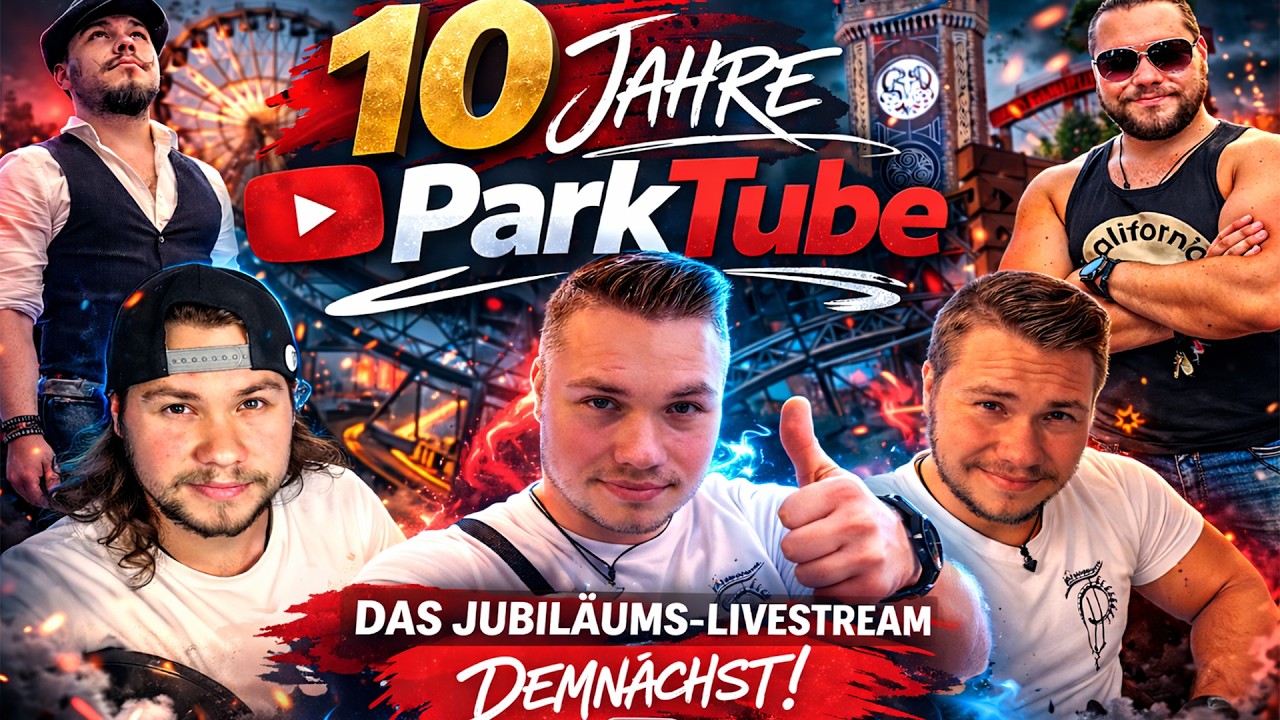 10 Jahre ParkTube! 🎉 Gro&szlig;er Jubil&auml;ums-Livestream mit G&auml;sten & Freizeitpark Ticket Gewinnspielen