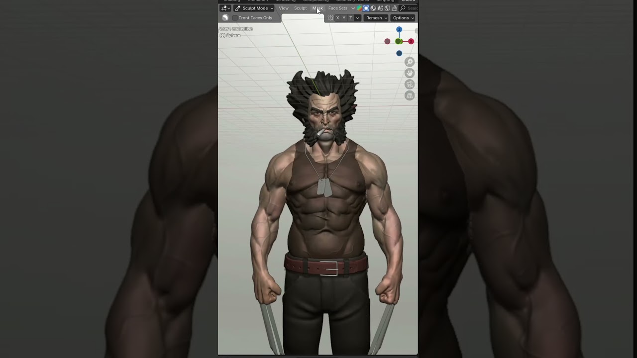 Easy method to make clothes when sculpting in blender - Blender sculpting tips #blendersculpting