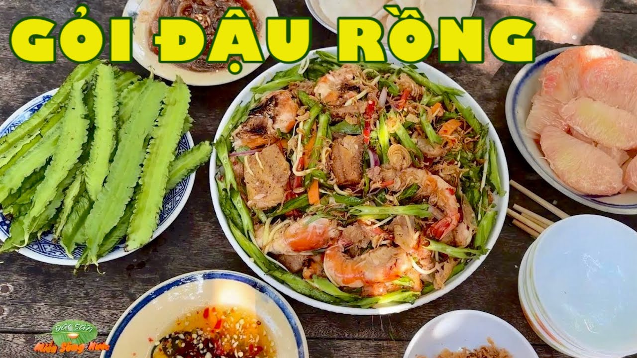 Gỏi qu&ecirc; t&ocirc;m nướng ĐẬU RỒNG, nước mắm chua ngọt b&aacute;nh phồng th&ecirc;m ngon | Đặc sản miền s&ocirc;ng nước