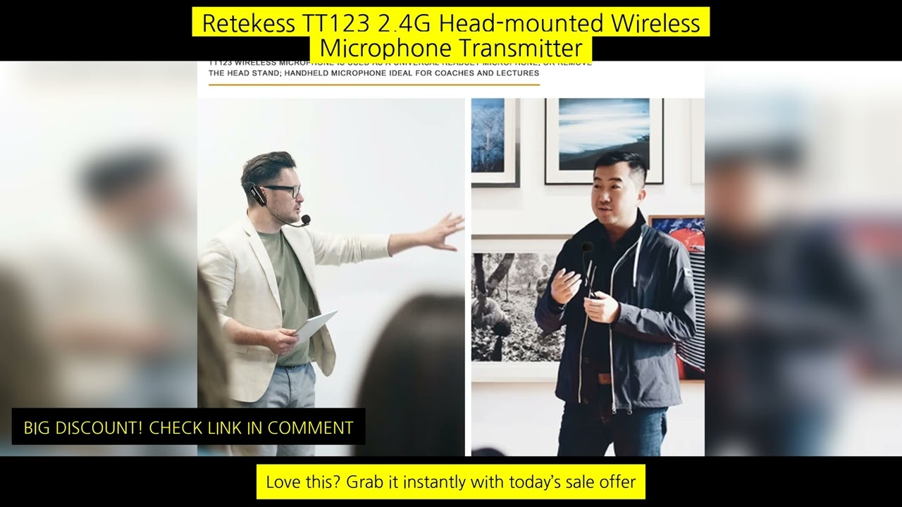 Retekess Tt123 2.4G Head-Mounted Wireless Microphone Transmitter With Receiver