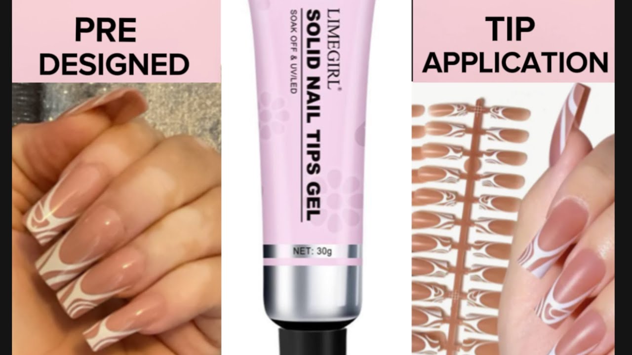 Applying Pre-Designed French Tips using solid Tip Nail Gel