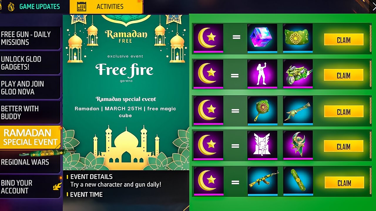 FREE FIRE RAMADAN EVENT 2026💥😱 | FREE FIRE RAMZAN 2026 FREE REWARDS | RAMADAN FREE MAGIC CUBE