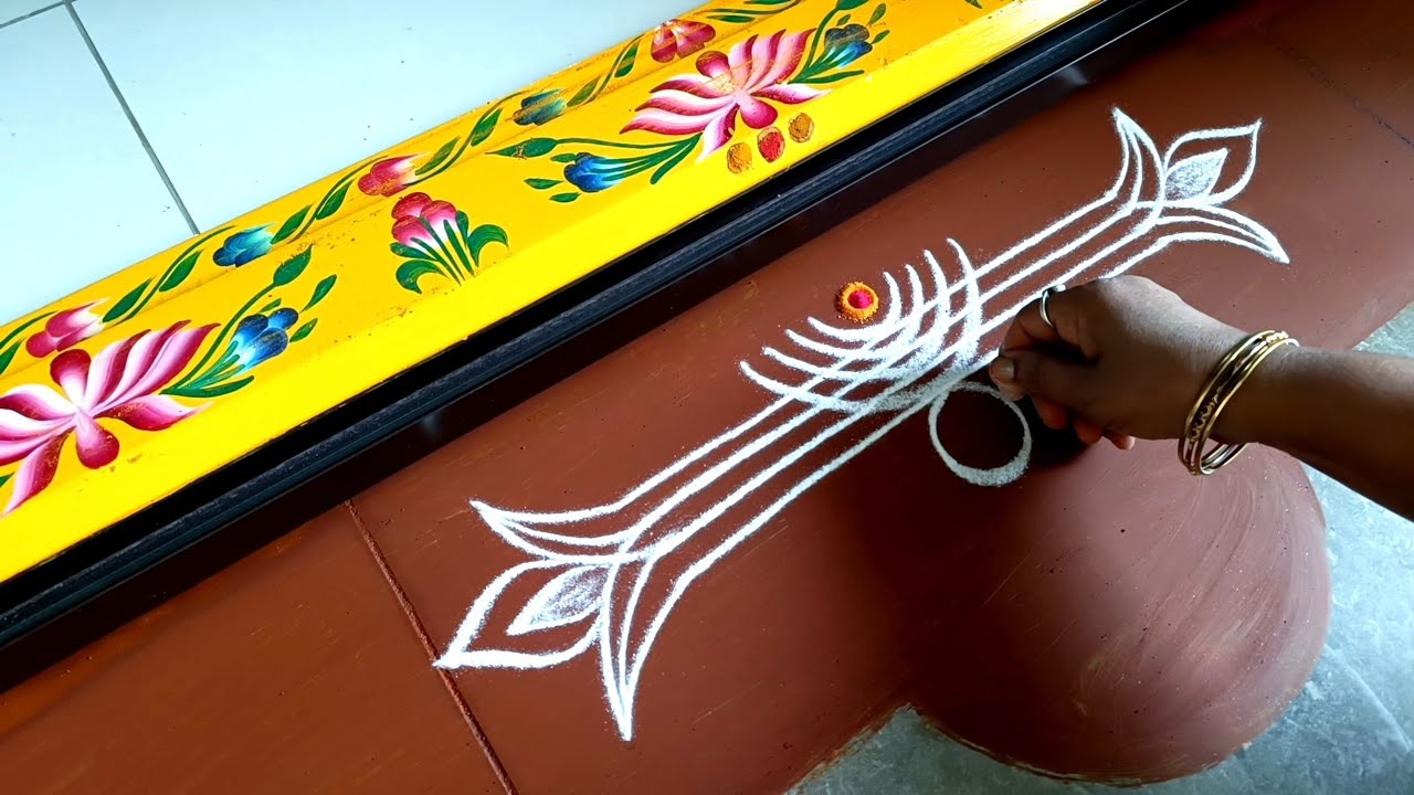 Margashira masam muggulu | Easy border rangoli designs | Lotus Border muggulu | Lakshmi Puja rangoli
