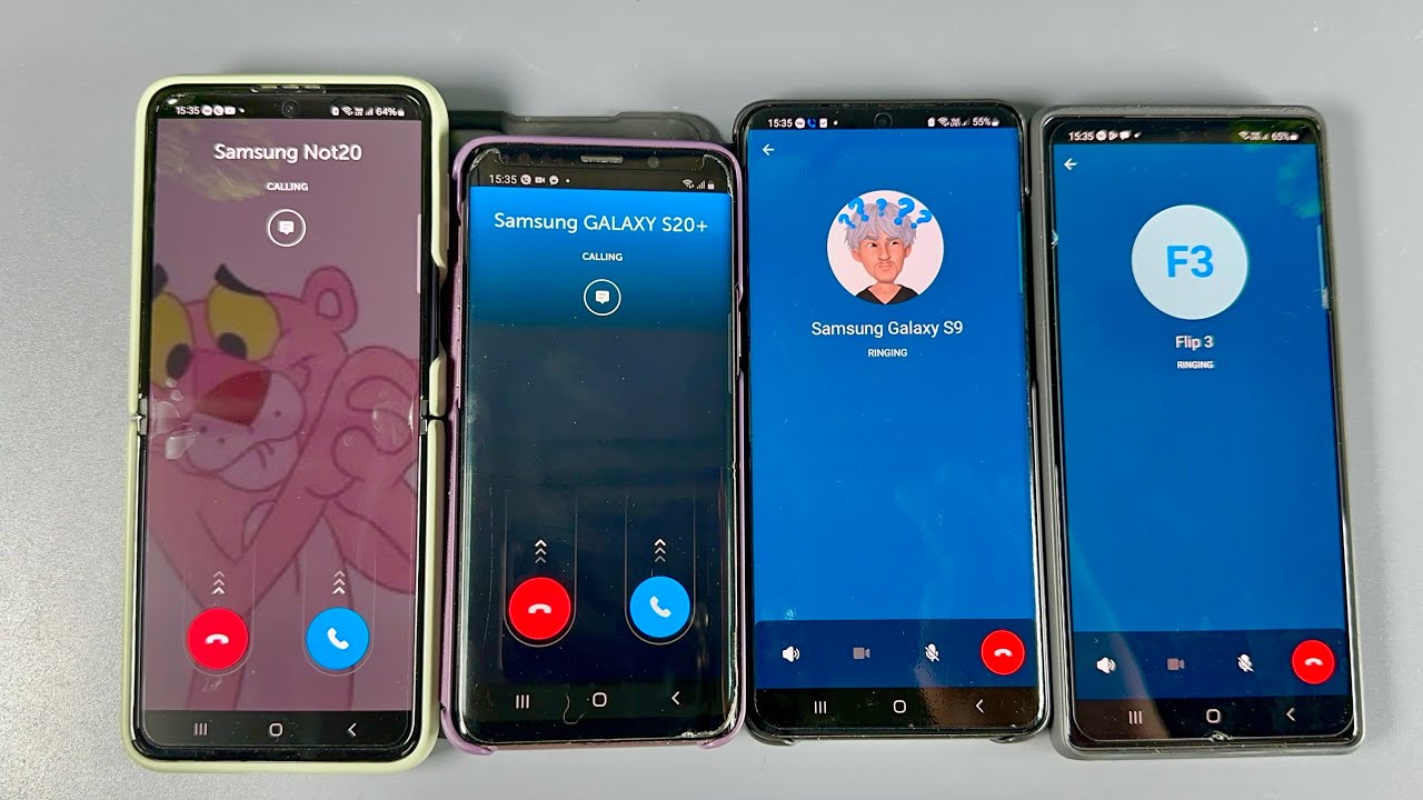 Incoming Call BiP Messenger Samsung Galaxy Z Flip 3 vs Samsung S9 vs Galaxy S20+ vs Galaxy Note 20