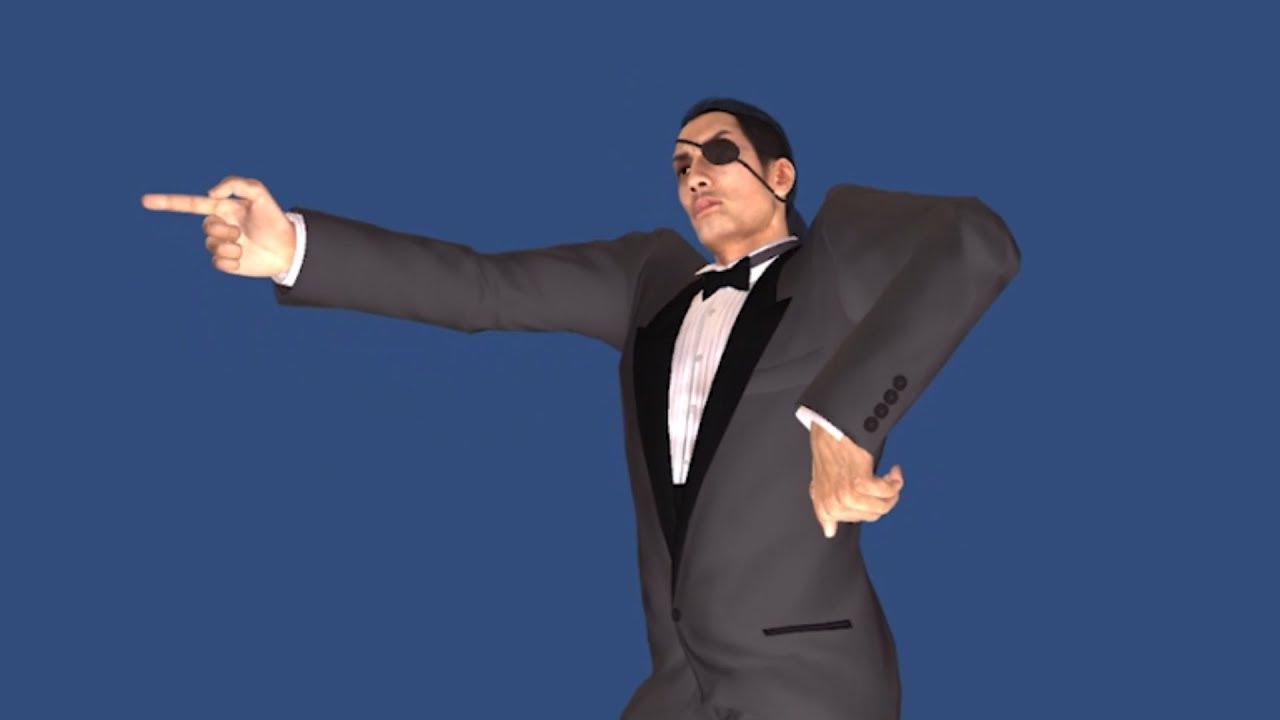 Goro Majima Fortnite dance blue screen