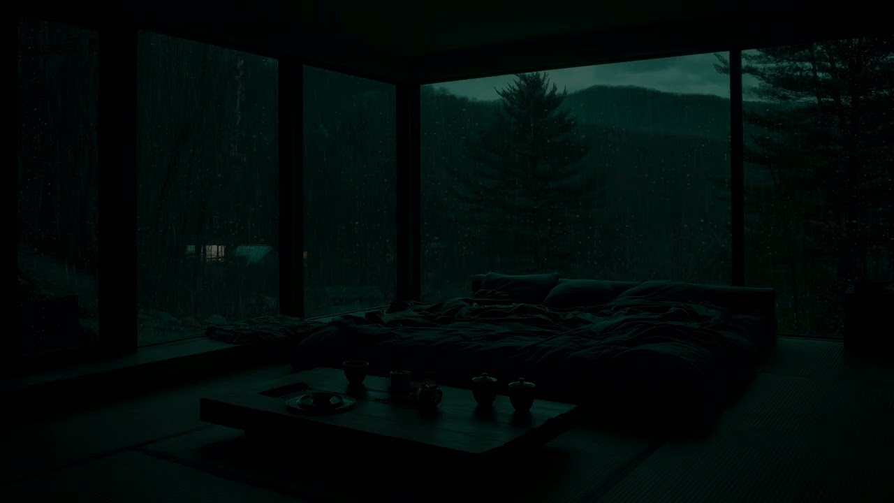 Relaxing Forest Rain Sounds 🌧| Cozy Cabin Night Atmosphere for Deep Sleep & Calm Mind
