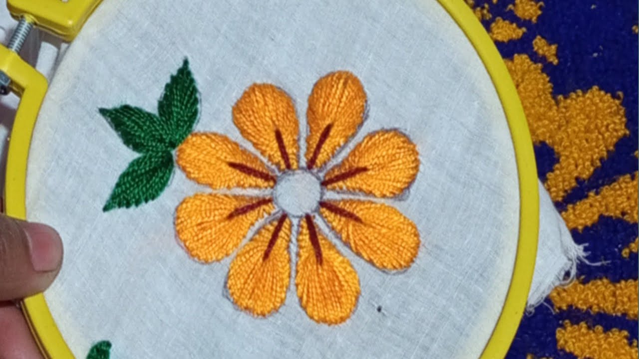 সুন্দর একটি হাতের কাজের এমব্রয়ডারি ফুল। how to do handembroidery flower design tutorial.#embroidery