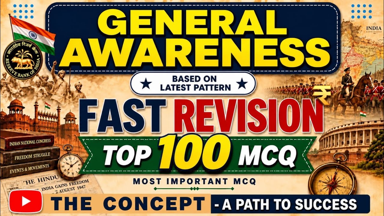 Most Important MCQs of General Awareness || Fast Revision of Top 100 MCQs of General Awareness 2026