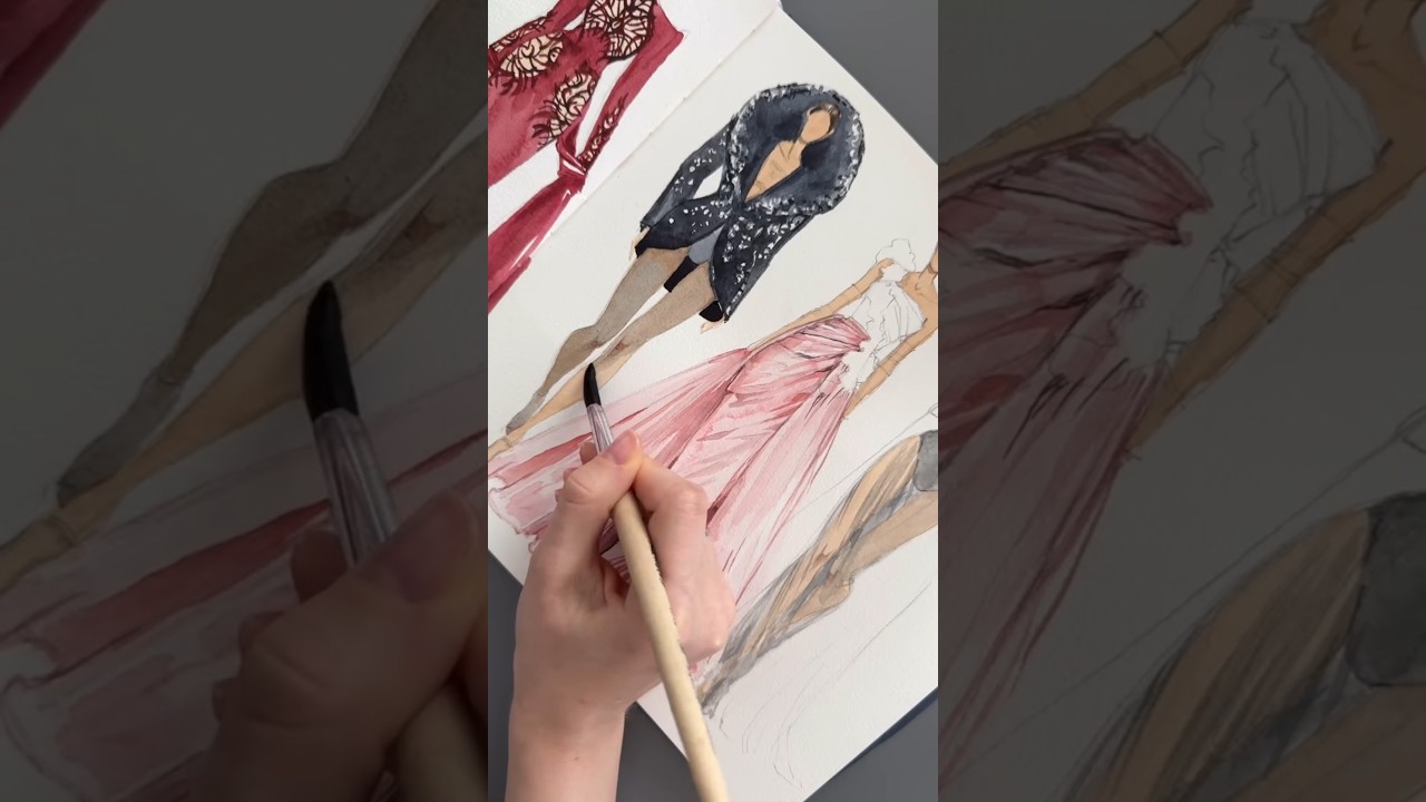 Design de roupas em aquarela #服装设计 #акварель #acuarela #dise&ntilde;o #дизайн #дизайнодежды #moda #수채화 #art