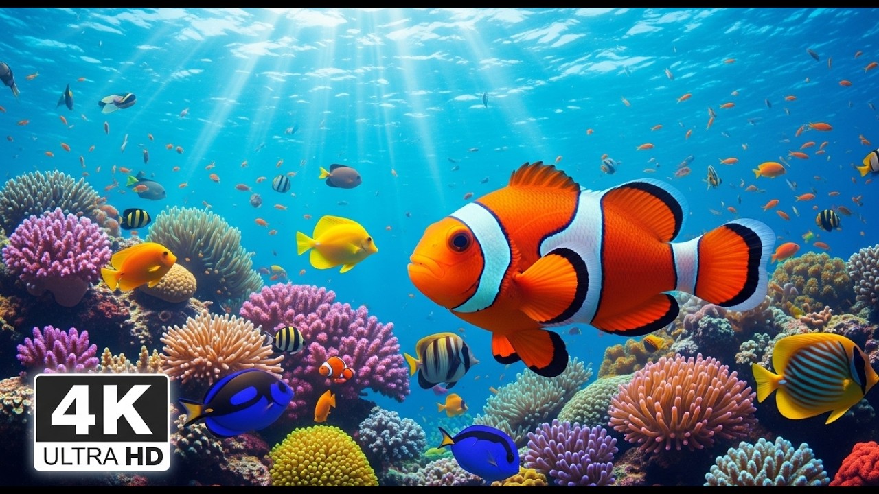 Relaxing 4K Aquarium 🐠 Calm Underwater Nature in Crystal Clear Blue Sea