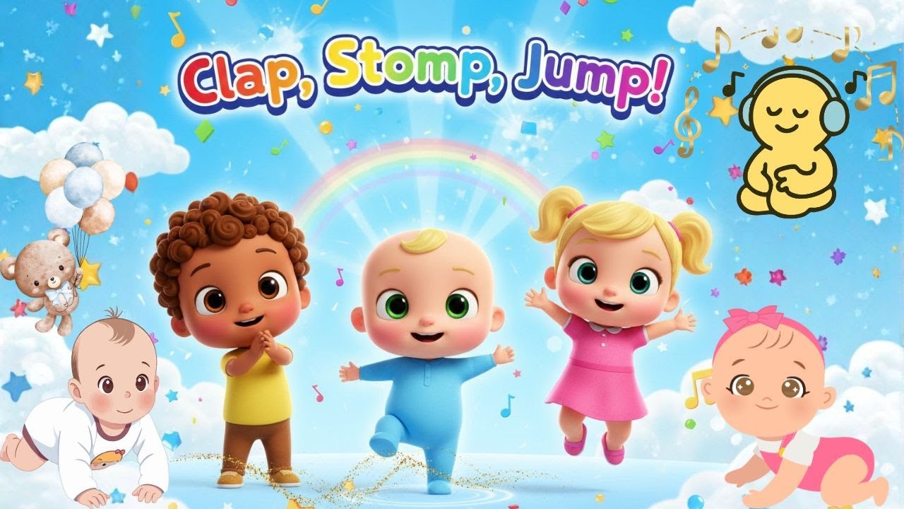 ⭐ Clap, Stomp, Jump! 🎉 Action Song for Toddlers 1-3 | Fun Baby Dance, Movements & Learning Music ⭐👶🎶
