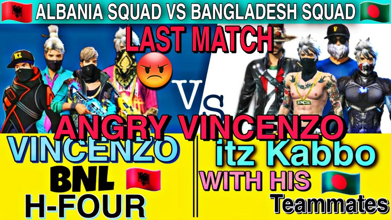 LAST PART || VINCENZO | H-FOUR VS itz Kabbo WITH HIS Teammates Clash Squad Custom II 🇦🇱vs🇧🇩 🎯📌