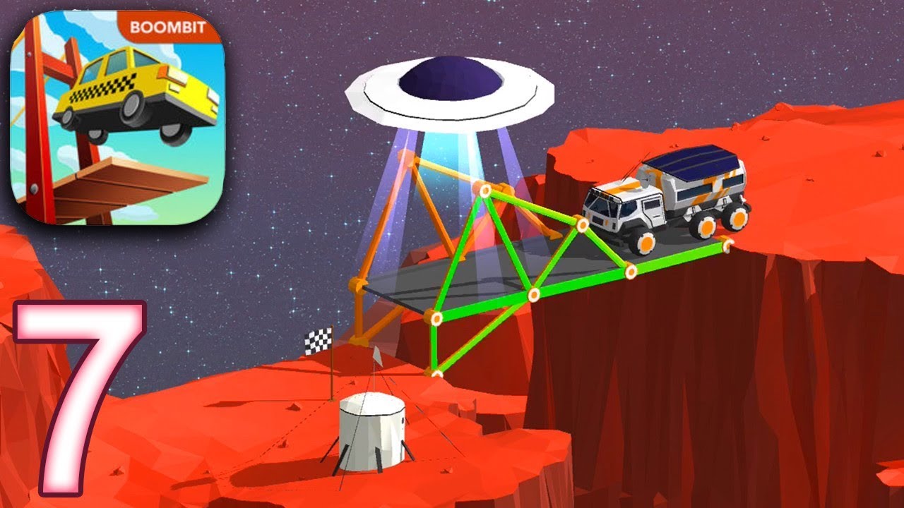 BUILD A BRIDGE Gameplay Walkthrough Part 7 - Space World Levels 1 2 3 4 5 (iOS Android)