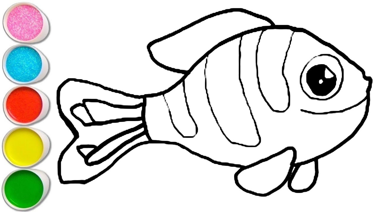 Cute Fish Drawing, Painting and Coloring For Kids and Toddlers_ How to Draw Fish 