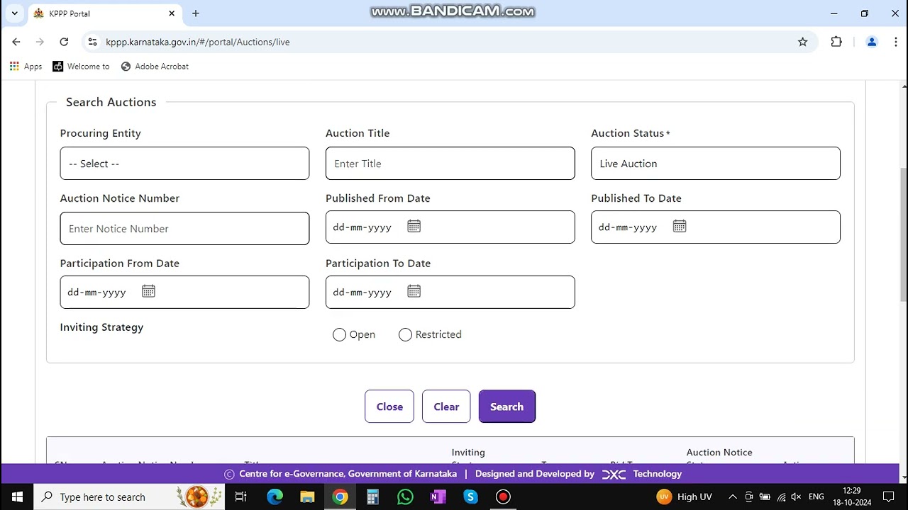 How to check e-auctions in Karnataka e-procurement portal