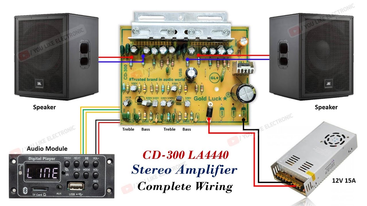 CD-300 La4440 Stereo Amplifier Complete Wiring | Premium La4440 Amplifier | You Like Electronic