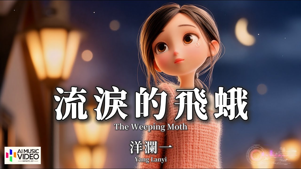 【高清MV】洋瀾一 - 流淚的飛蛾【Pinyin + Eng Sub | AI音樂視頻 | 繁體拼音英文動態字幕】Yang Lan Yi【洋澜一 - 流泪的飞蛾】