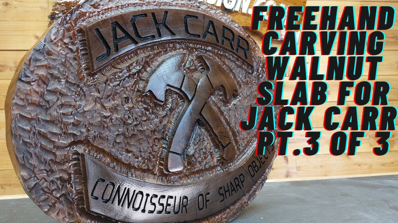 #664 Freehand Carving a Walnut Slab for Jack Carr Pt.3  -  The Author Of The Terminal List