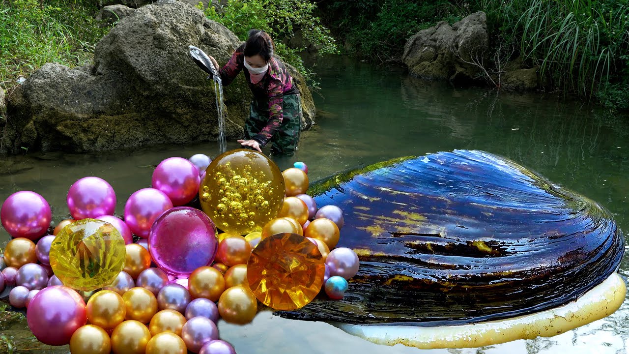 😱🎁🎁Opening the freshwater giant clam allowed me to obtain the largest and most magnificent pearls.