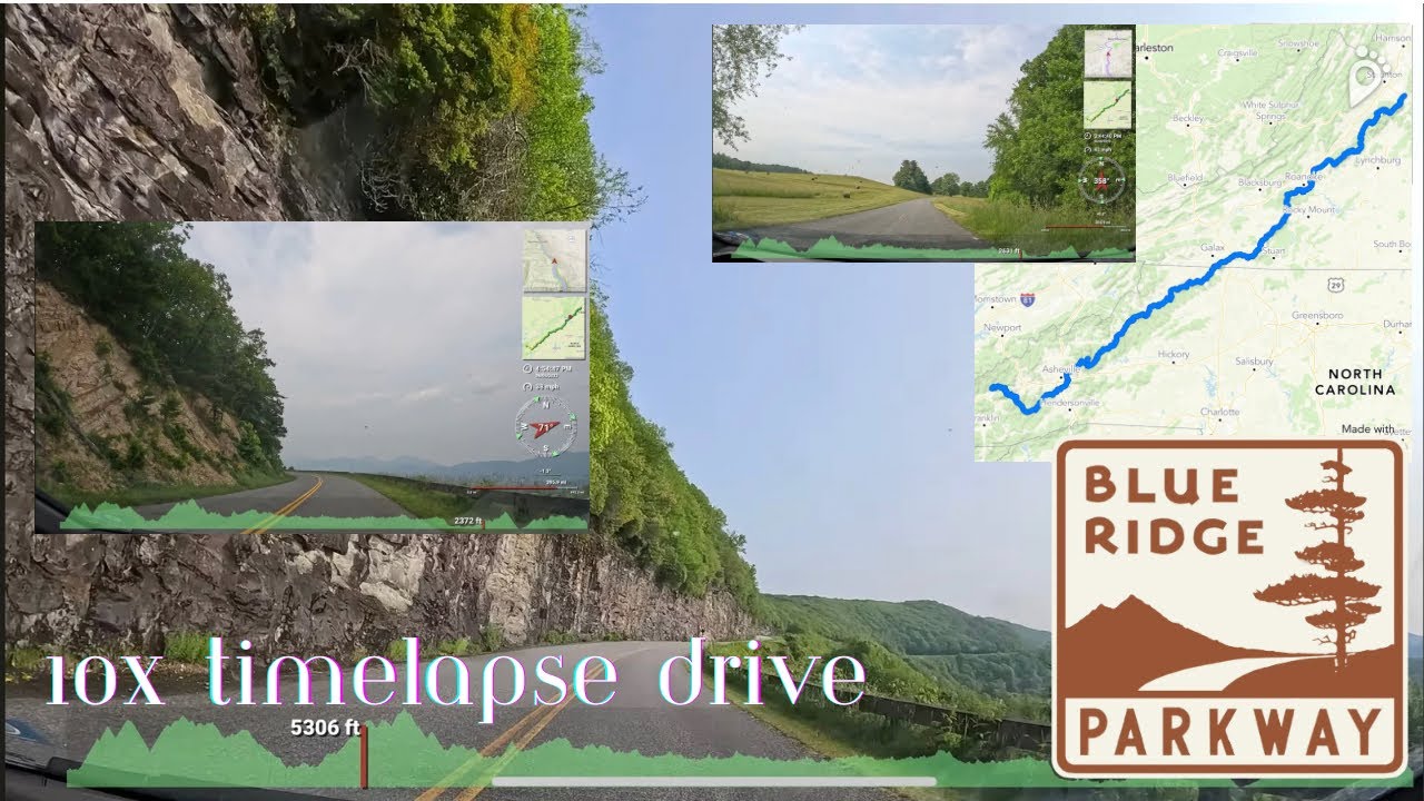 4K TIMELAPSE- COMPLETE BLUE RIDGE PARKWAY DRIVE NORTHBOUND