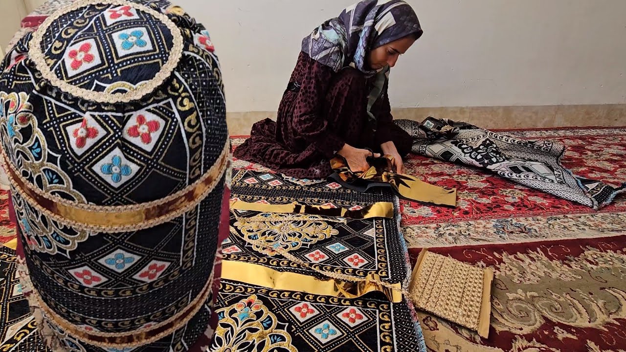 :Parvin the Tailor’s Rural Life | Making a Traditional Pillow 👌 پروین خیاط | درست کردن بالش سنتی 🌾🪡