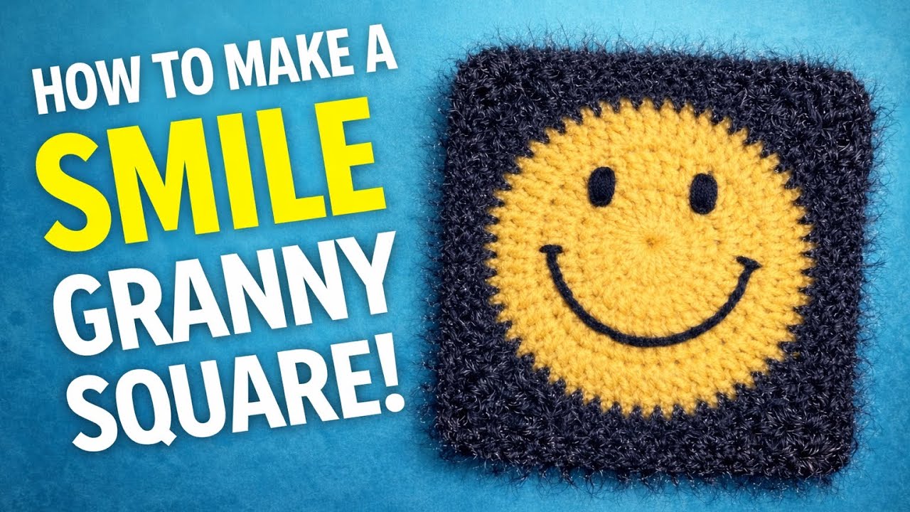 How to Crochet a Smile Granny Square | Easy Crochet Tutorial