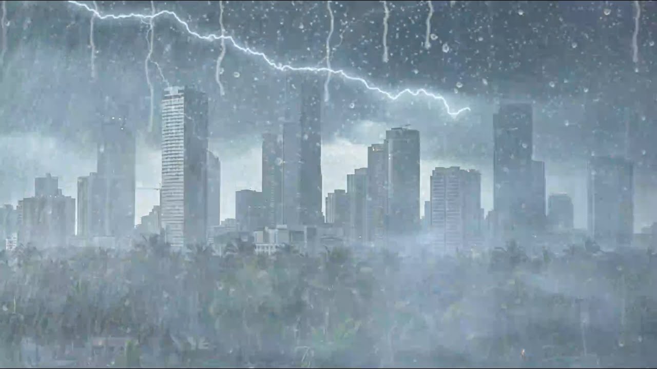 Night Thunderstorm in the City 🌩️🌙 | Sleep Instantly with Rain & Lightning Sounds