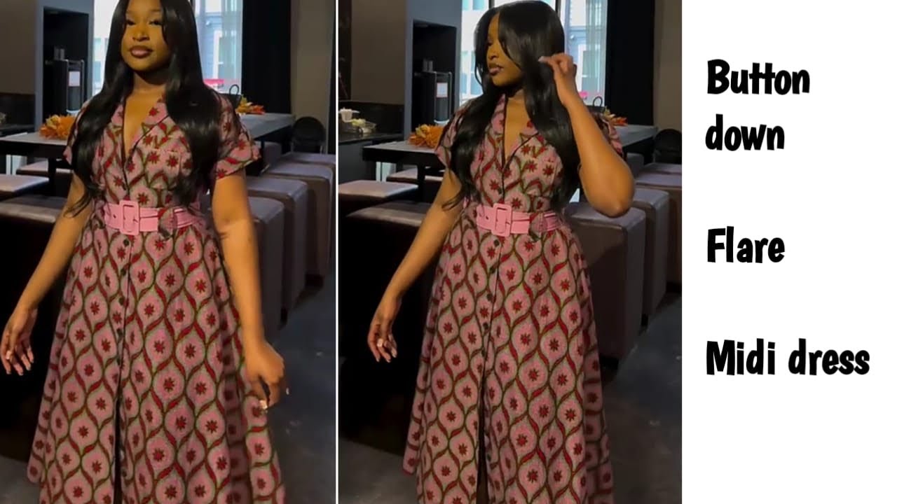 How to make trendy midi button down dress with notched collar