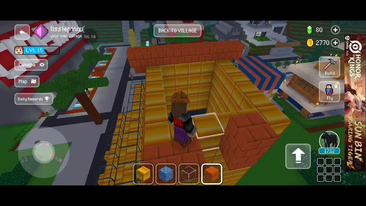 block craft 3d bulid house golden