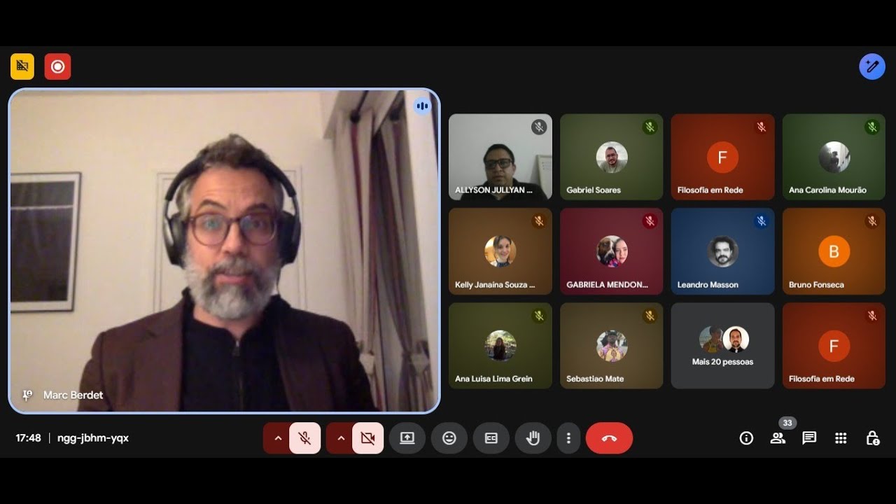 Professor Marc Berdet no Webinário Pensar e Agir entre Ruínas (Filosofia em Rede)
