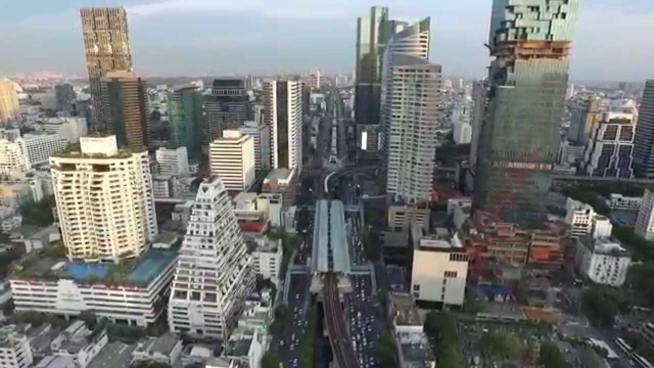 West Sathorn CBD Sunset Aerial by VTC Drone [Bangkok, Thailand]