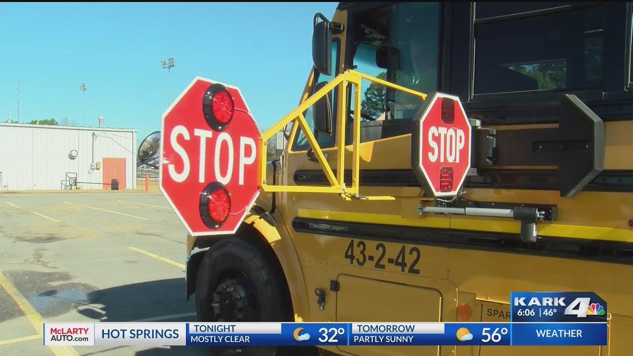 Small town school buses to extended their bus arms