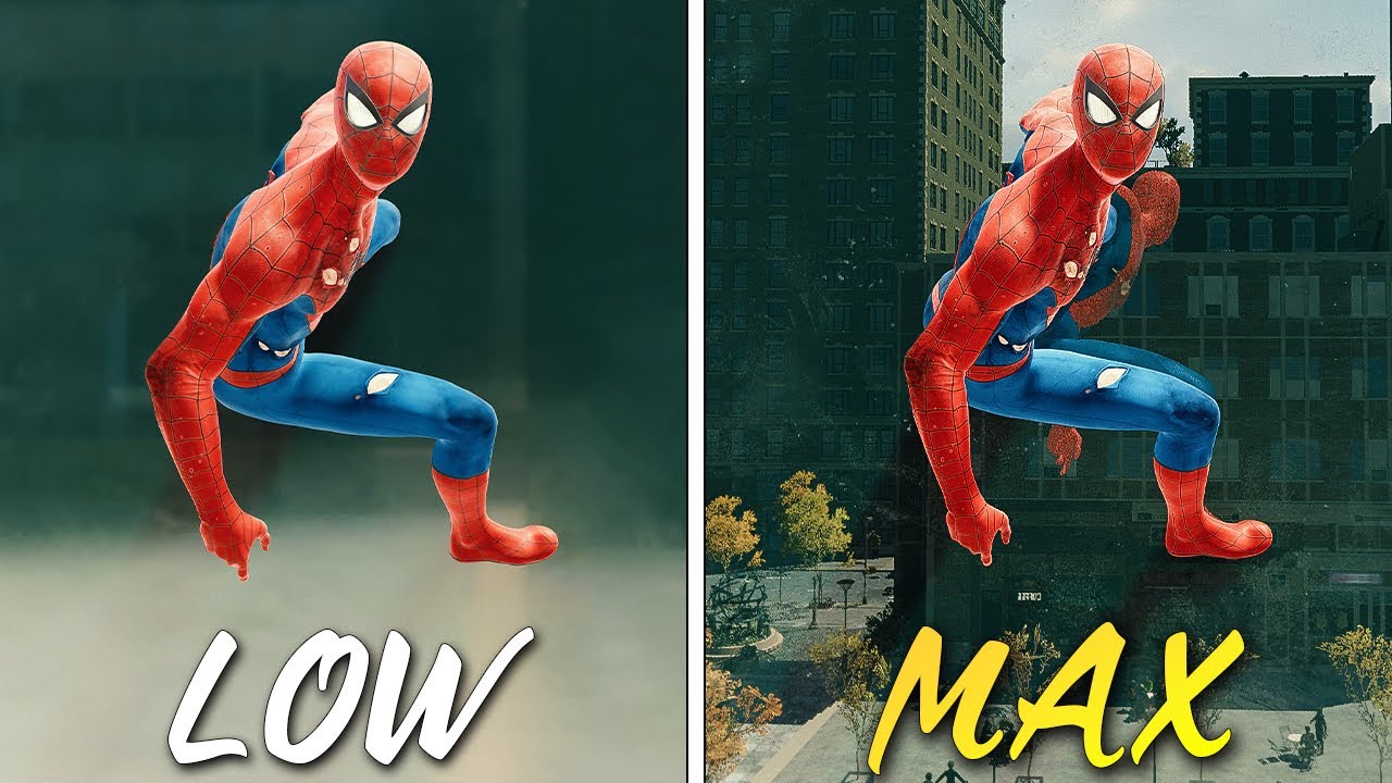 Marvel's Spider Man Remastered  - Low vs. Max // Graphics Comparison
