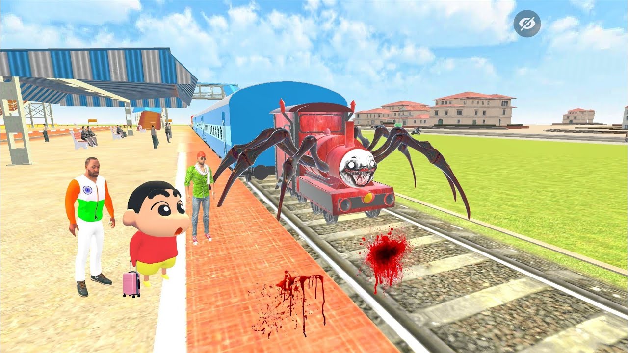 Shinchan Ride Horror Choo Choo Charles Train In Indian Theft Auto Simulator Game 