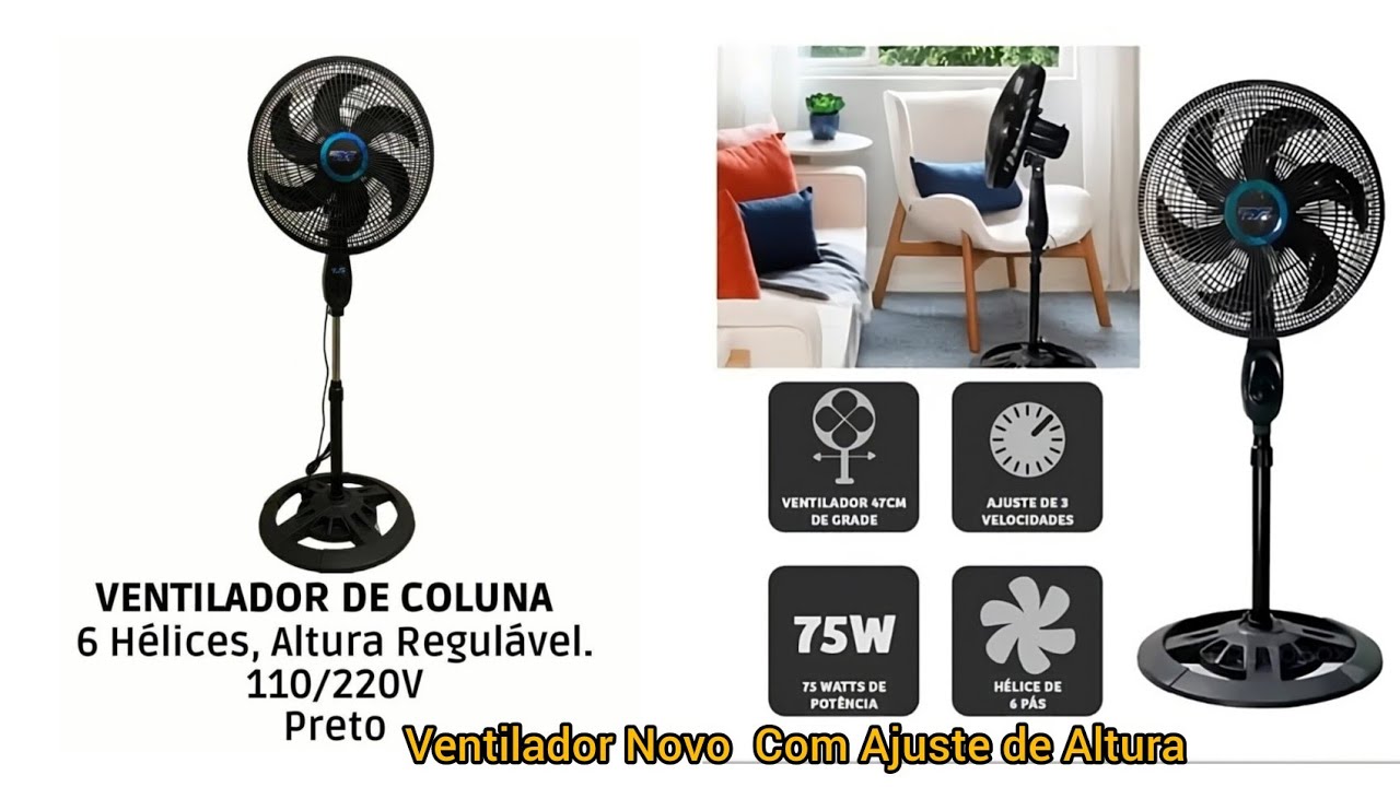 Ventilador Novo  Com Ajuste de Altura 