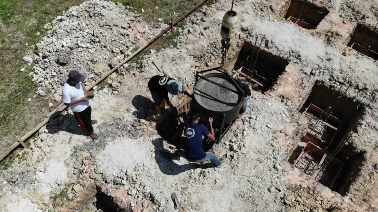 Bina rumah part-3  Proses konkrit pad footing/tapak gajah dan stump.