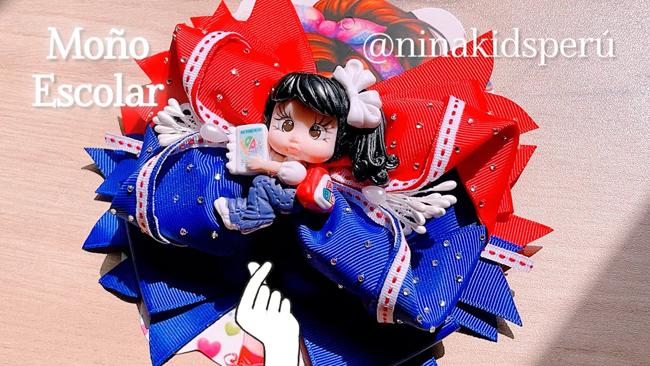 Maximoño escolar con listón de 5 cm Moño media cola Escolar🎀🤩