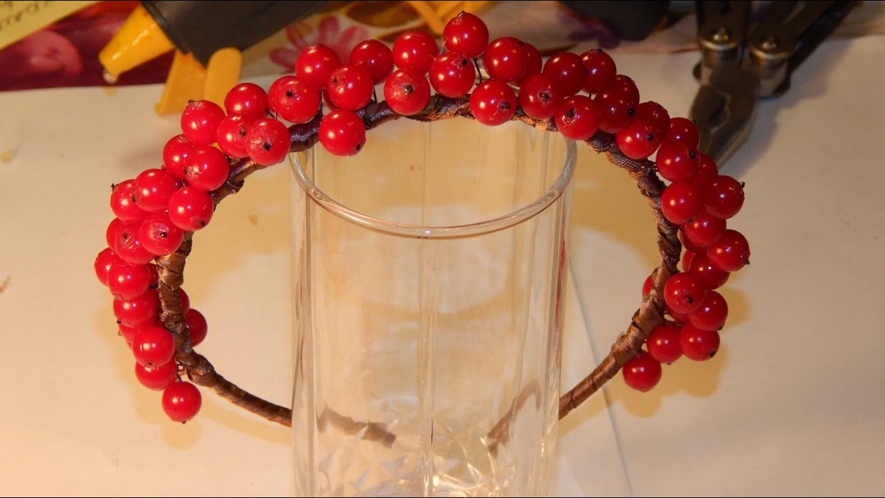 Ободок Калина своими руками. Реалистичные ягоды калины из бусин/ DIY Kalina headband