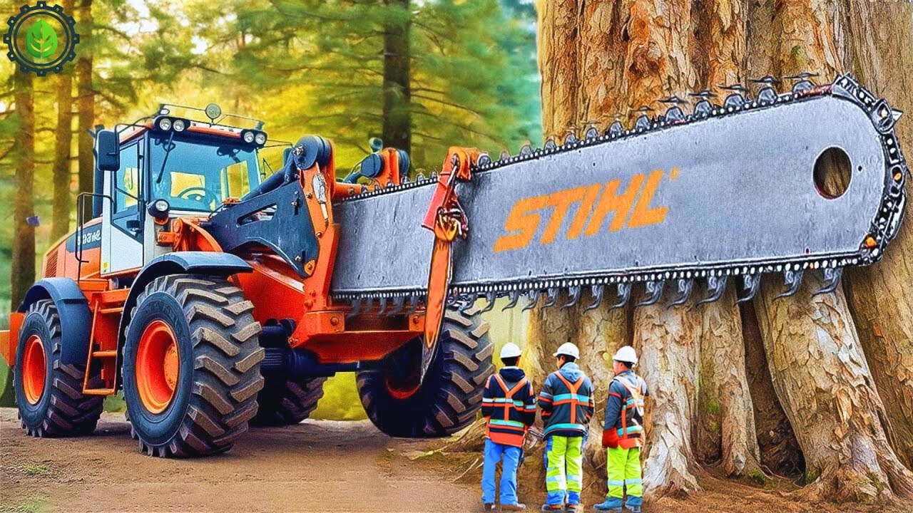 Extreme Dangerous Fastest Big Chainsaw Cutting Tree Machines | Monster Stump Removal Excavator ▶26