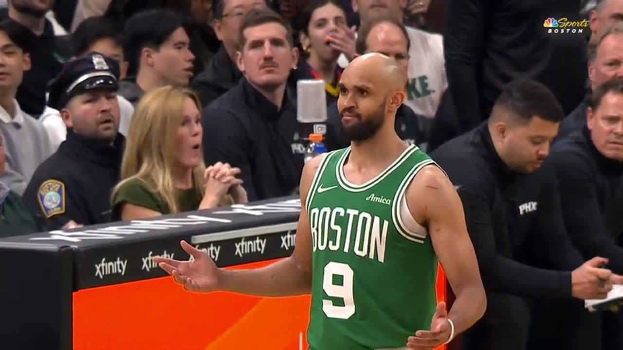 Derrick White confused reaction after it was erroneously announced that he got a tech